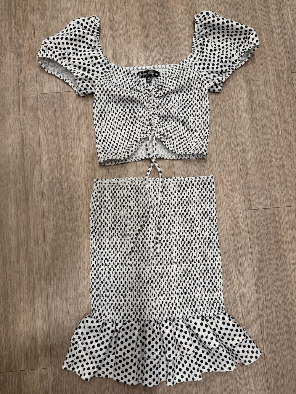 White & Black Polka Dot Two-Piece Set